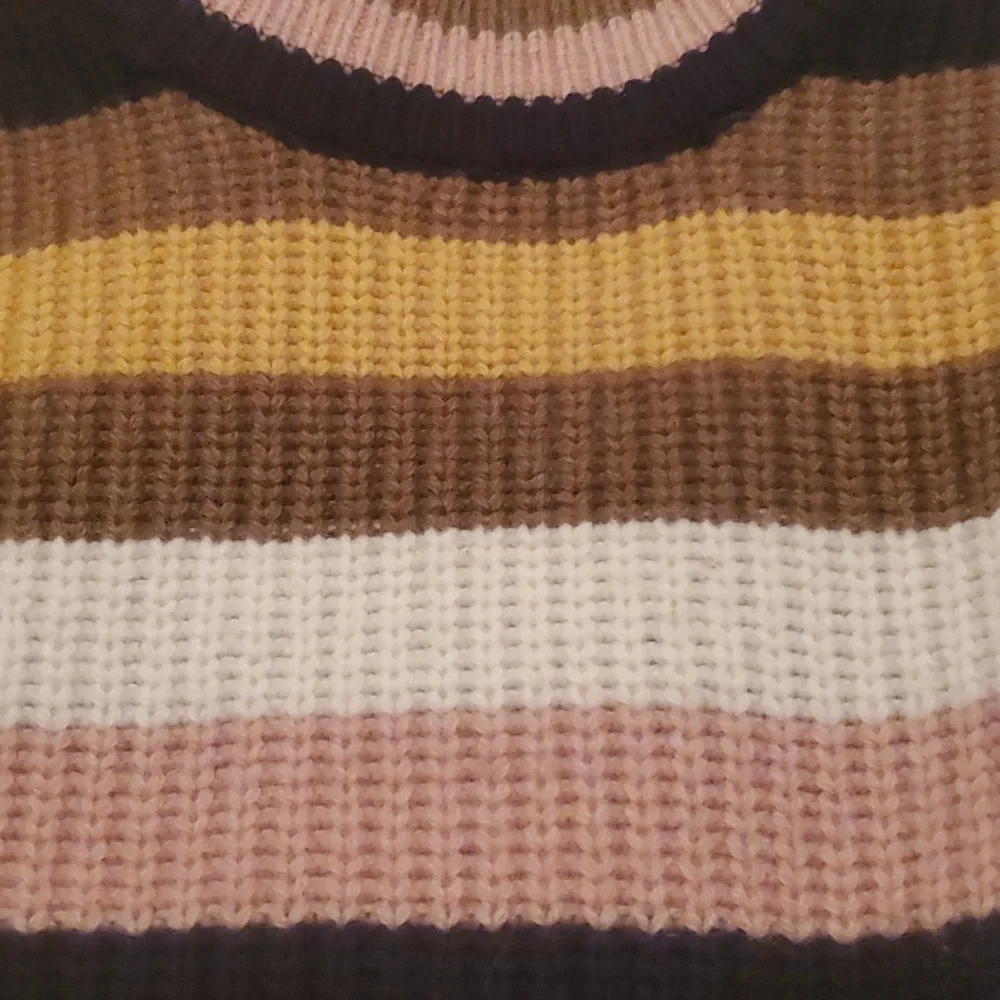 MADEWELL Tilden Brown Pink Cream Striped Merino Wool Knit Sweater Small